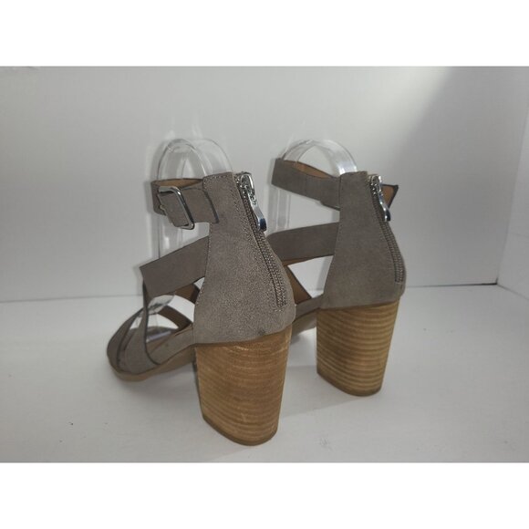 Steve Madden Elita Block Heels Women Sz 6M Leather Strappy Gray Office Workwear - Picture 2 of 7